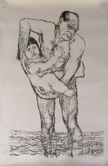Bruno Bobak, OC, RCA artwork 'The Bathing Lesson' at Gallery78 Fredericton, New Brunswick
