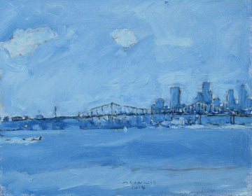 R.F.M. McInnis artwork 'First Monrtreal with Champlain Bridge' at Gallery78 Fredericton, New Brunswick