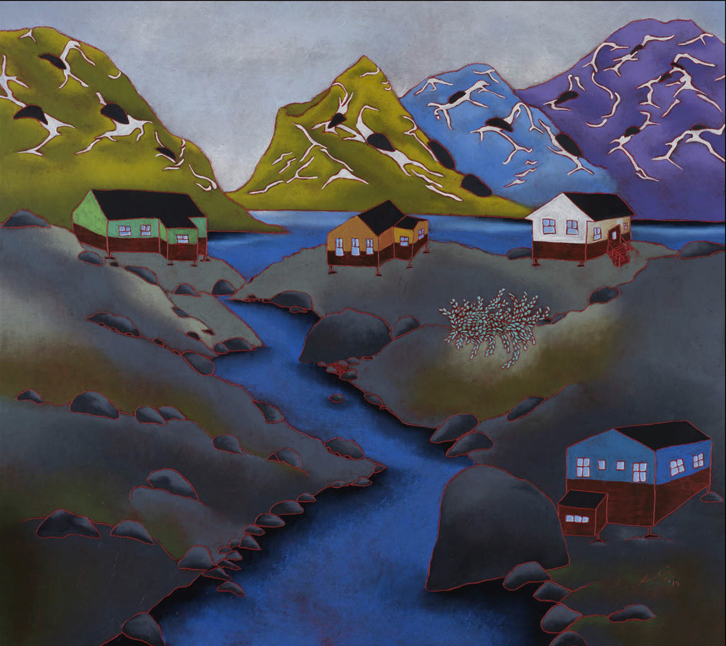 Raymond Martin artwork 'Kangiqsujuaq: Ruisseau et maisons' at Gallery78 Fredericton, New Brunswick