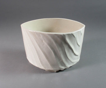 Karen Burk artwork 'Large Oval Vase - White with Waves' at Gallery78 Fredericton, New Brunswick