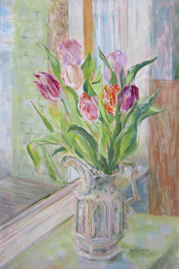 Peggy Smith artwork 'Tulips by the window' at Gallery78 Fredericton, New Brunswick
