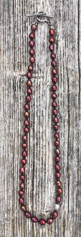 Kristen Bishop artwork 'Cranberry Drop Pearl with Single White Necklace (6 mm, 5mm)' at Gallery78 Fredericton, New Brunswick