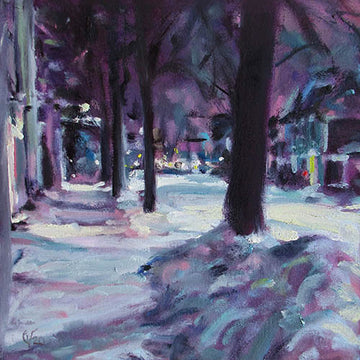 Guy Vézina artwork 'Snowy Poet's Corner' at Gallery78 Fredericton, New Brunswick
