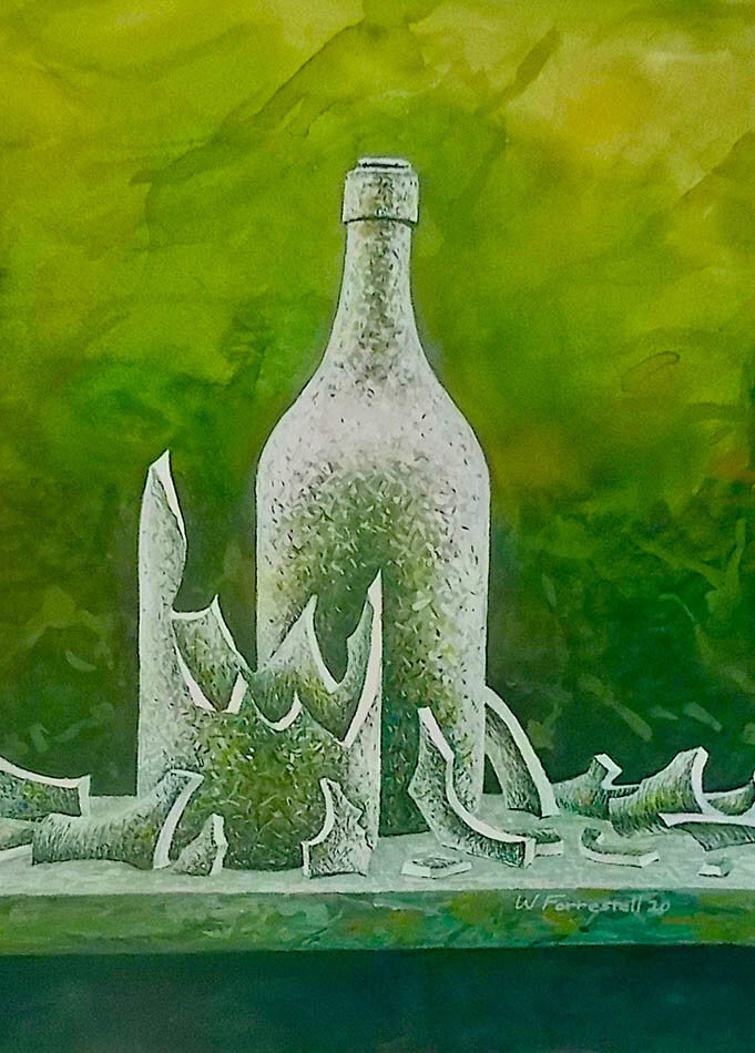 William Forrestall artwork 'Bottles Study in Green' at Gallery78 Fredericton, New Brunswick
