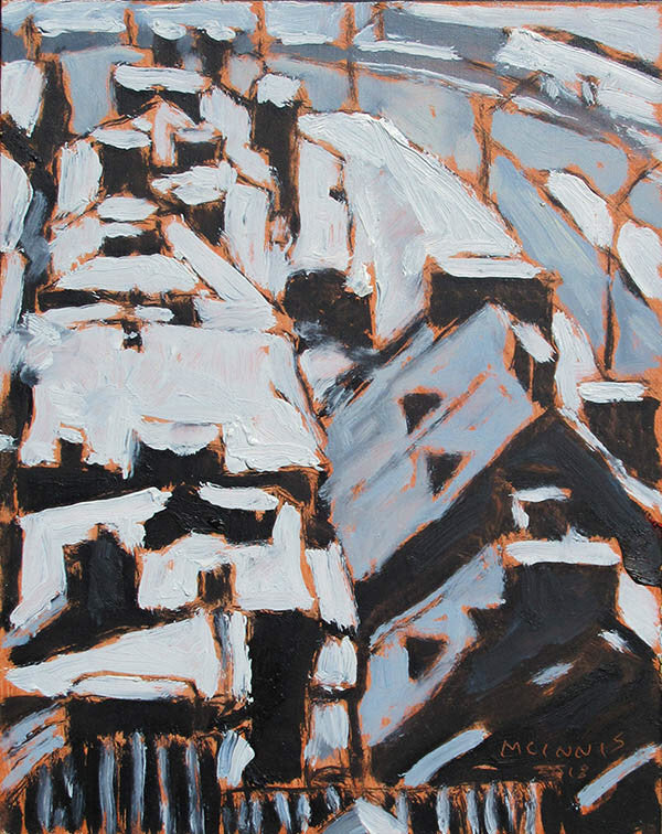R.F.M. McInnis artwork 'Quebec City Roof Tops, Winter' at Gallery78 Fredericton, New Brunswick