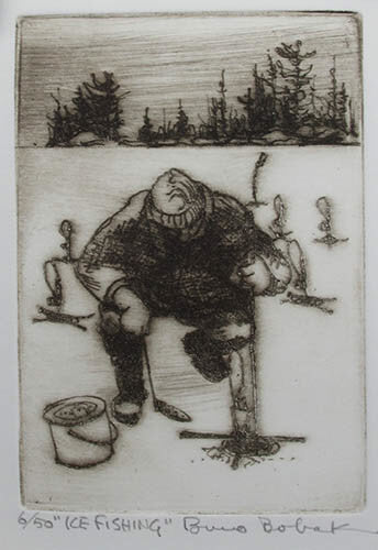 Bruno Bobak, OC, RCA artwork 'Ice Fishing' at Gallery78 Fredericton, New Brunswick