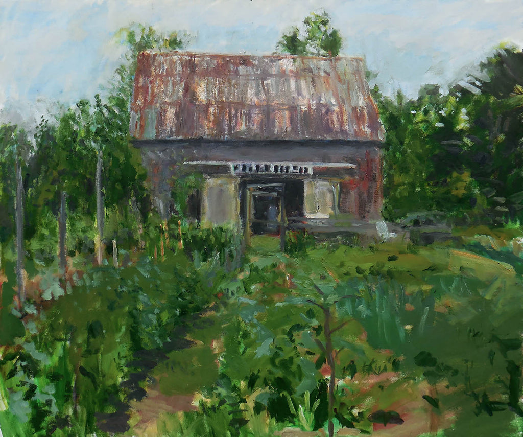 Stephen May artwork 'Vegetable Garden and Barn' at Gallery78 Fredericton, New Brunswick