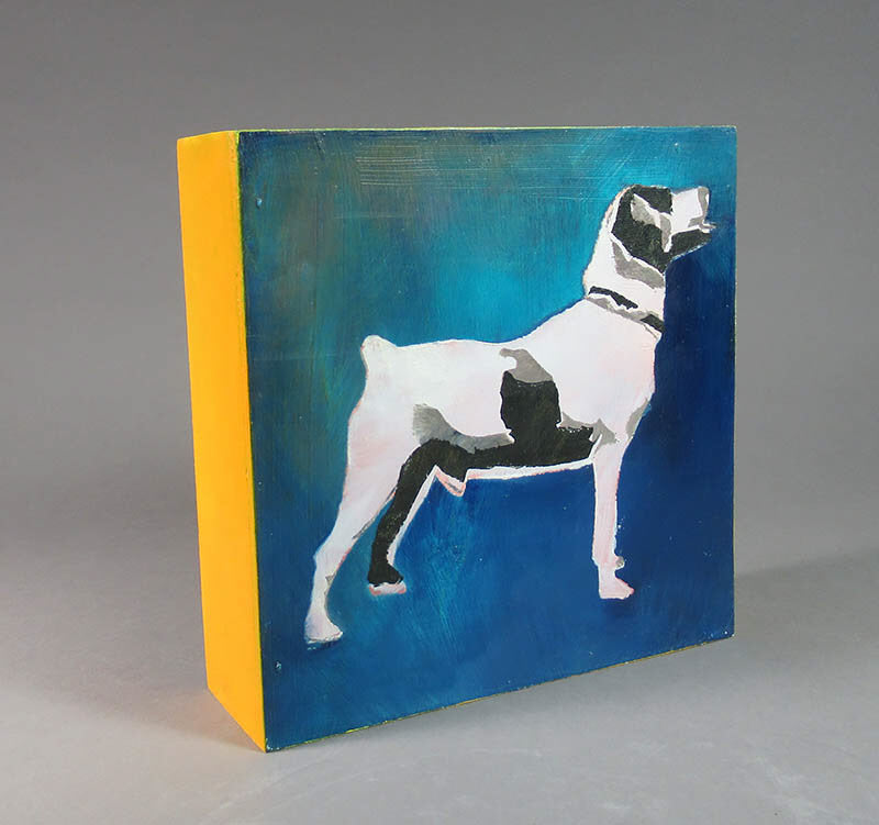 Terry Drahos artwork 'Anne's Dog in Blue' at Gallery78 Fredericton, New Brunswick