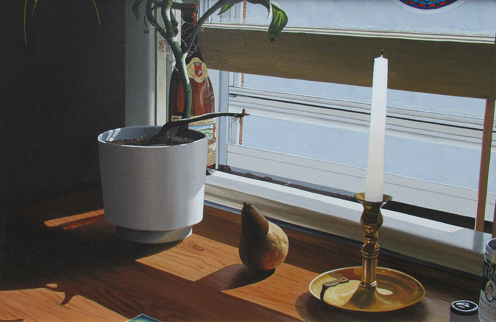 Greg Dow artwork 'Window with Pear and Candle' at Gallery78 Fredericton, New Brunswick