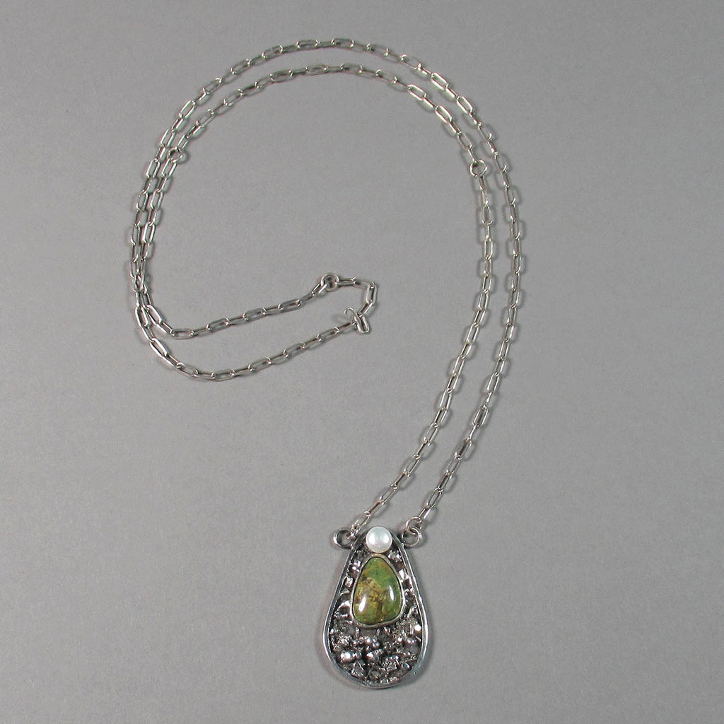 Kathryn Cronin artwork 'Textured Pendant with Pearl and Stone' at Gallery78 Fredericton, New Brunswick
