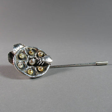 Ann Fillmore artwork 'Hammered Dome with Pearls and Bee Stick Pin' at Gallery78 Fredericton, New Brunswick