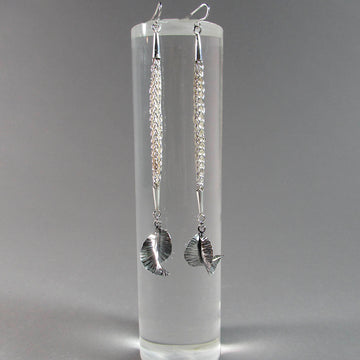 Ann Fillmore artwork 'Tapered Two Way Loop in Loop Earrings with Forged Leaf Drop' at Gallery78 Fredericton, New Brunswick