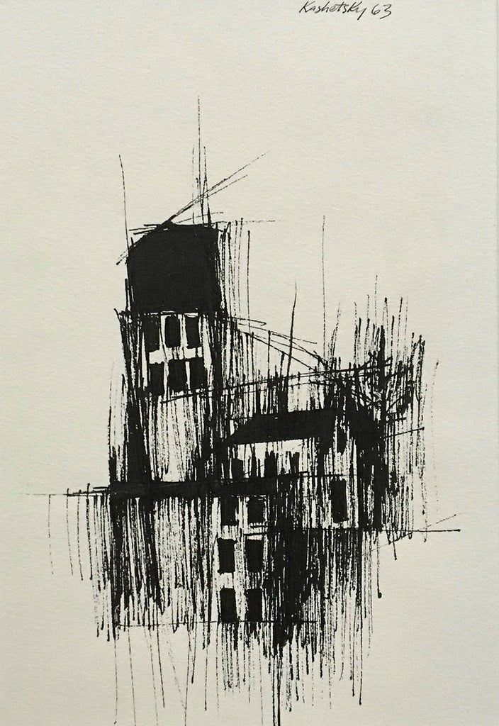 Joe Kashetsky artwork 'Three Buildings' at Gallery78 Fredericton, New Brunswick