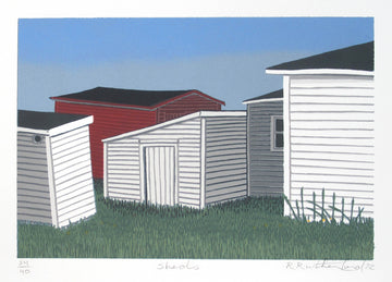 Robert Rutherford artwork 'Sheds' at Gallery78 Fredericton, New Brunswick