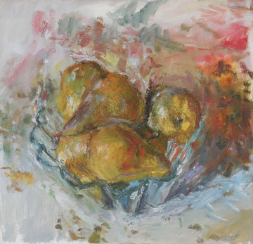 Stephen May artwork 'Bosc Pears in a Glass Bowl' at Gallery78 Fredericton, New Brunswick