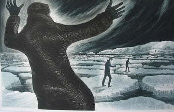 David Blackwood, OC, RCA artwork 'Man Warning Two Boys' at Gallery78 Fredericton, New Brunswick