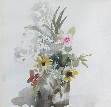 Molly Lamb Bobak artwork 'Untitled (Pink and Yellow Bouquet)' at Gallery78 Fredericton, New Brunswick