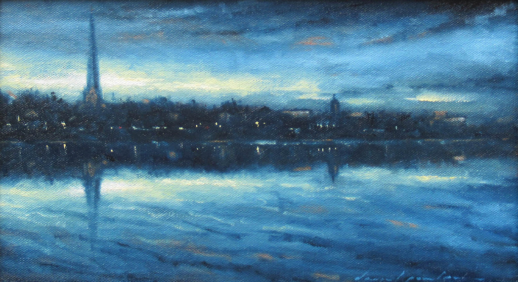 Daniel Porter artwork 'Evening at Fredericton (view from the boat)' at Gallery78 Fredericton, New Brunswick