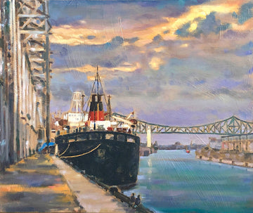 Richard Montpetit artwork 'Au port de Montréal' at Gallery78 Fredericton, New Brunswick