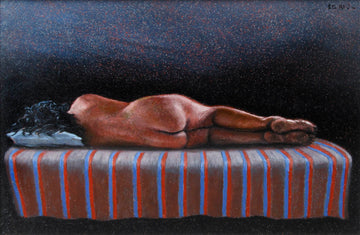 Steven Rhude artwork 'Nude on a Floating Bed' at Gallery78 Fredericton, New Brunswick