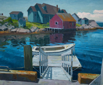 Réjean Roy artwork 'Peggy's Cove and the White Boat' at Gallery78 Fredericton, New Brunswick