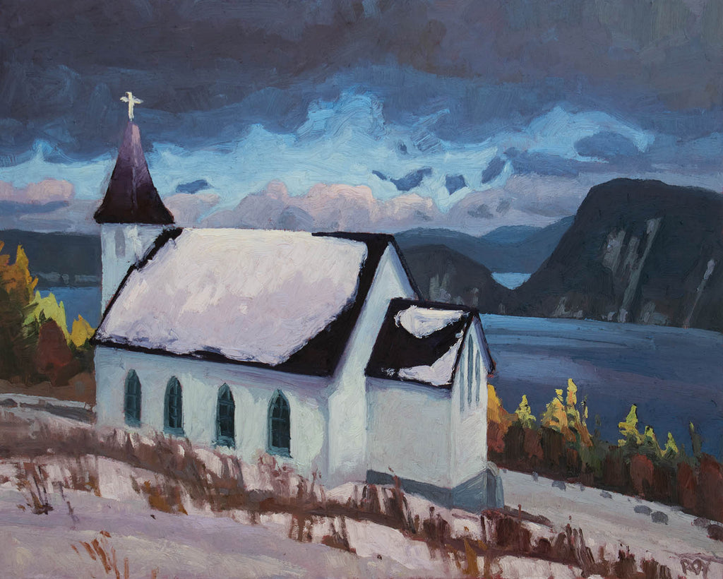 Réjean Roy artwork 'Une Église de Terre-Neuve' at Gallery78 Fredericton, New Brunswick