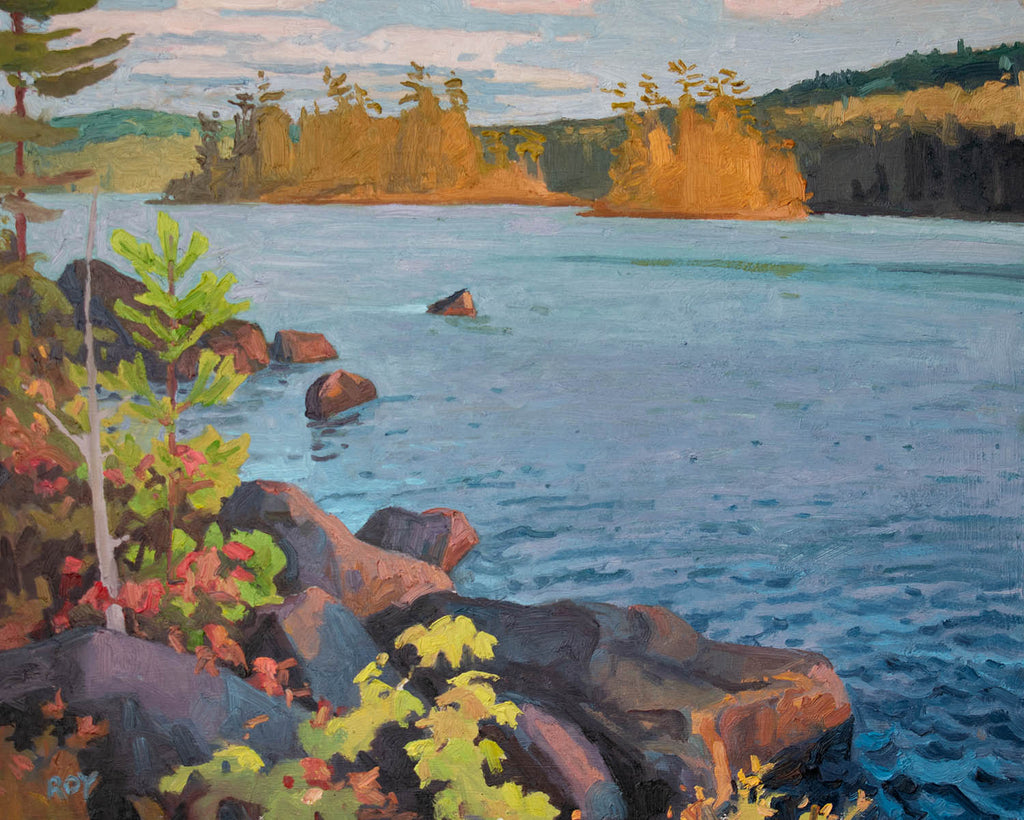 Réjean Roy artwork 'Sunset Island on Kennedy Lakes' at Gallery78 Fredericton, New Brunswick