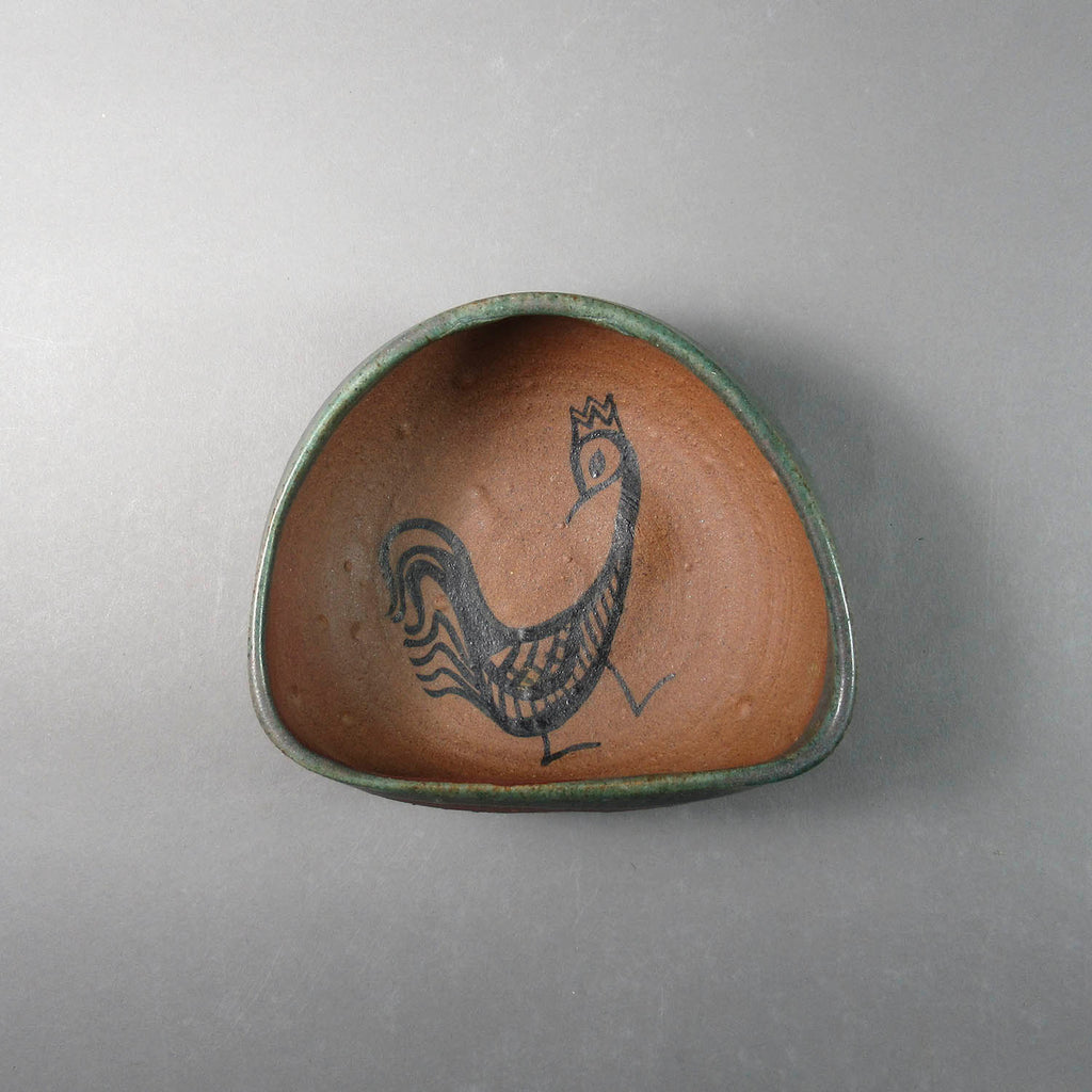 Deichmann Pottery artwork 'Irregular Green and Brown Bowl with Bird' at Gallery78 Fredericton, New Brunswick