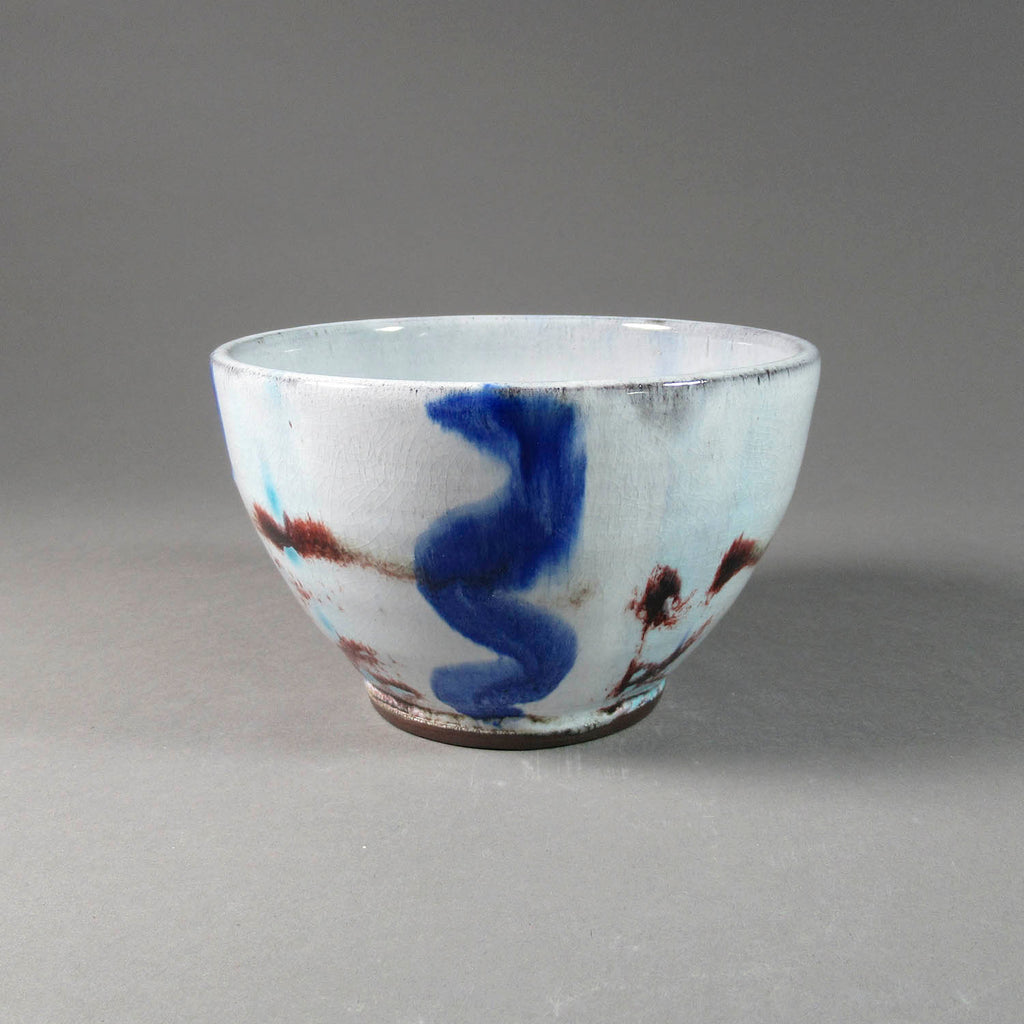 Deichmann Pottery artwork 'White Bowl with Blue and Red' at Gallery78 Fredericton, New Brunswick
