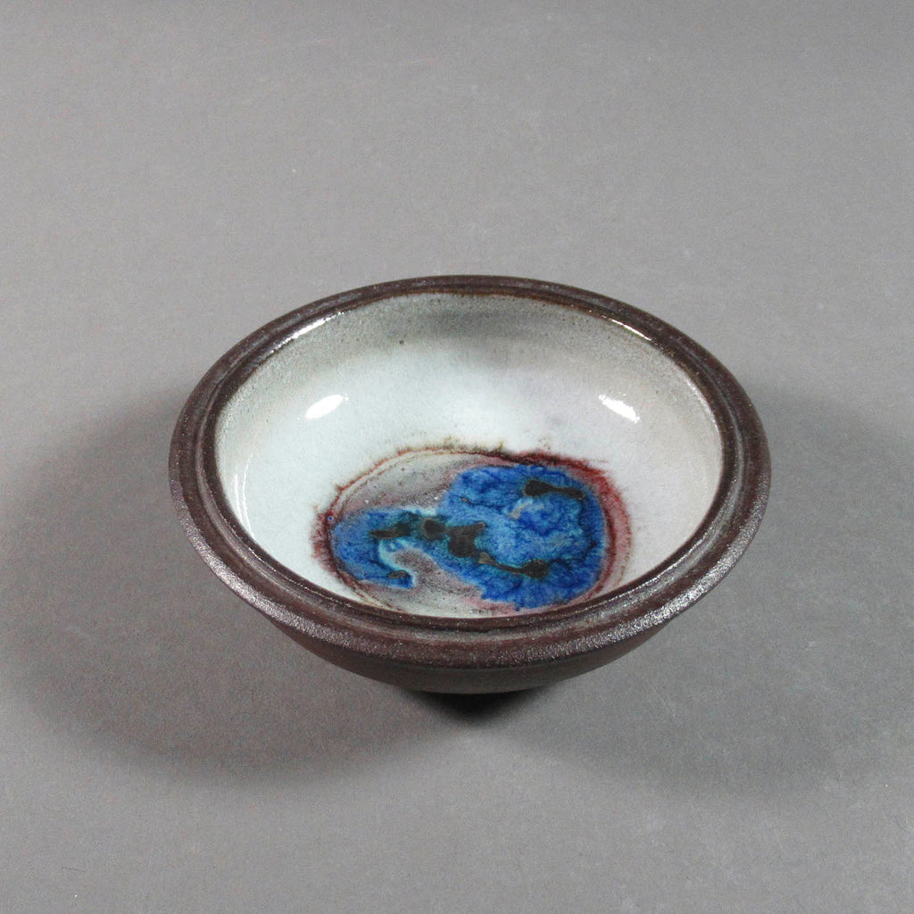Deichmann Pottery artwork 'White and Brown Dish with Blue' at Gallery78 Fredericton, New Brunswick