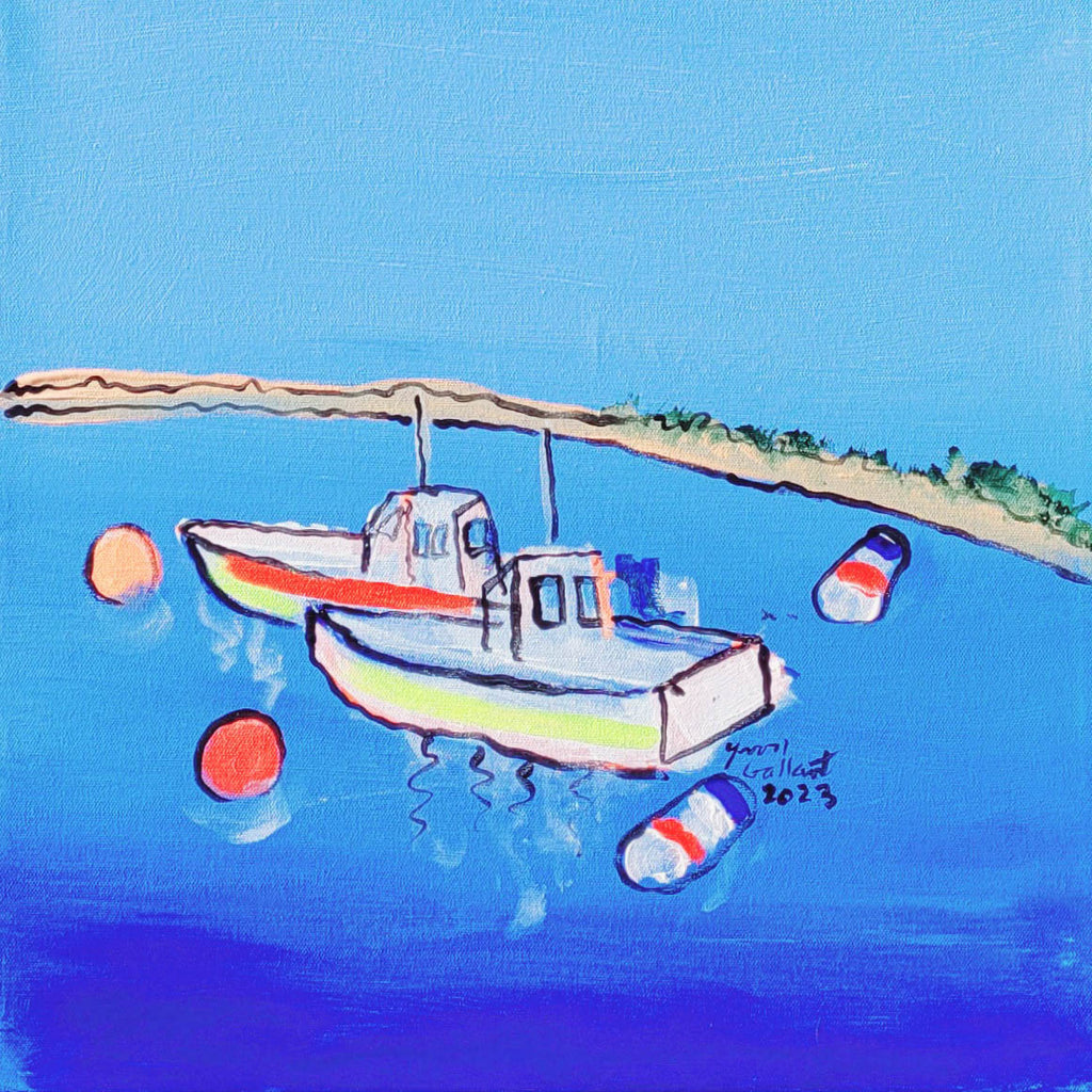 Yvon Gallant artwork 'Deux bateaux de pêche' at Gallery78 Fredericton, New Brunswick