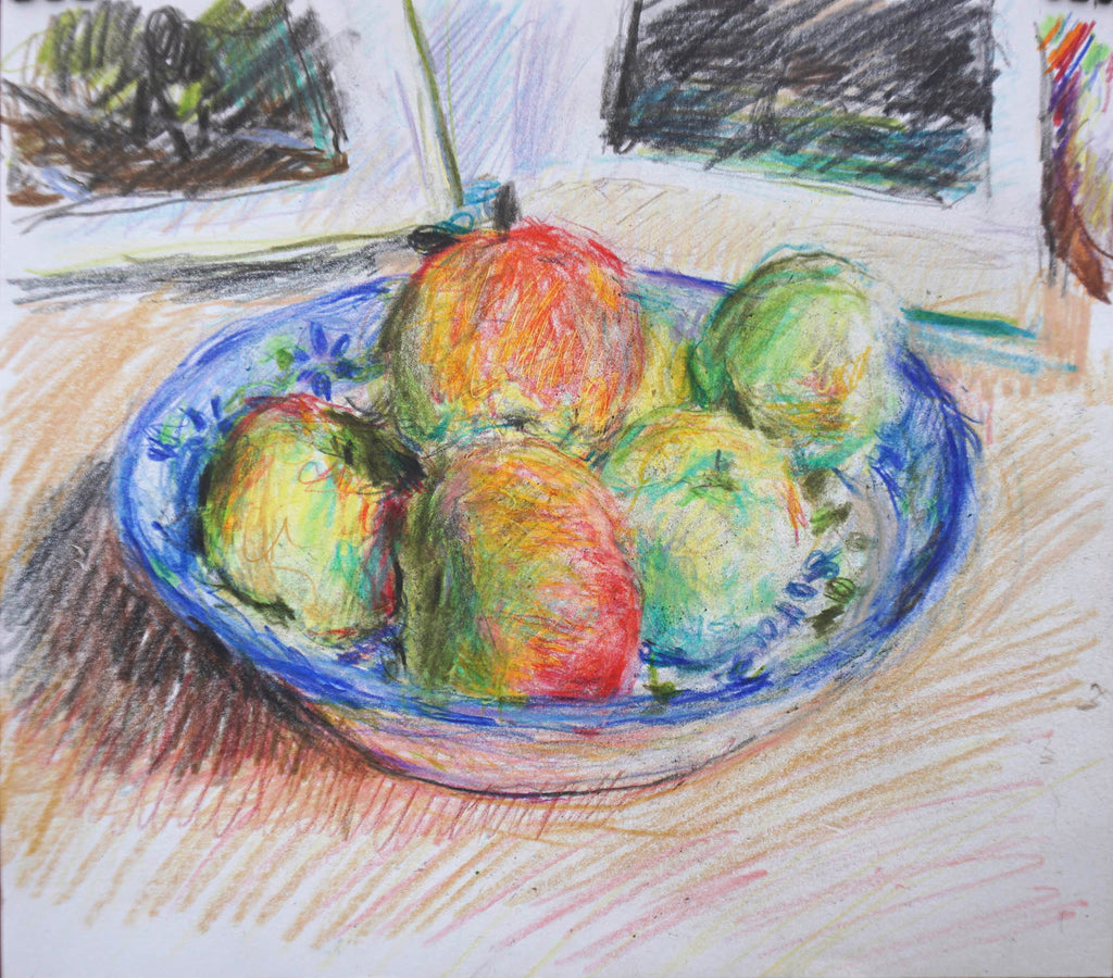 Stephen May artwork 'Bowl of Apples with Art Books' at Gallery78 Fredericton, New Brunswick