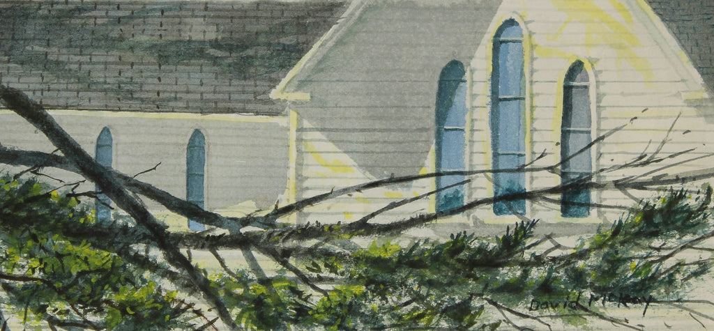 David McKay artwork 'Sunlight on the Church' at Gallery78 Fredericton, New Brunswick