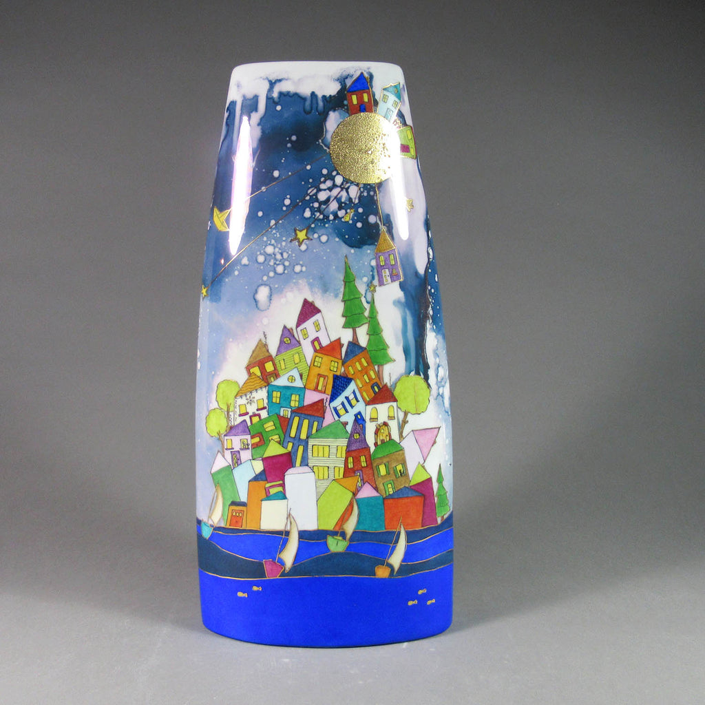 Isabelle Lafargue artwork '"Sur les flots" tall vase with 18k gold' at Gallery78 Fredericton, New Brunswick
