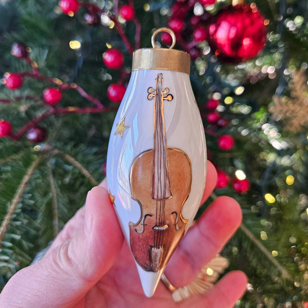 Isabelle Lafargue artwork 'Christmas Ornament - teardrop - violin II' at Gallery78 Fredericton, New Brunswick