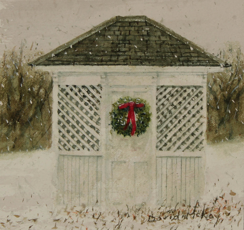 David McKay artwork 'Snow Flurries and My Garden Shed' at Gallery78 Fredericton, New Brunswick