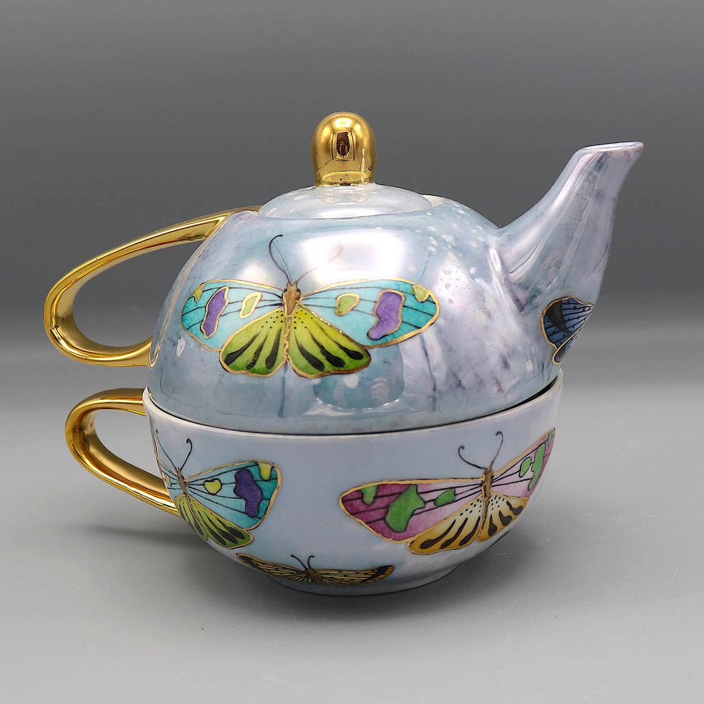 Isabelle Lafargue artwork '"Miss Tea 2", tea-pot 2 in 1 with butterflies' at Gallery78 Fredericton, New Brunswick