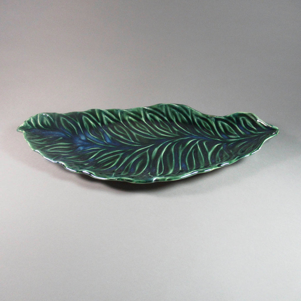 Karen Knight artwork 'Floral Series Platter, Dark Green and Blue' at Gallery78 Fredericton, New Brunswick