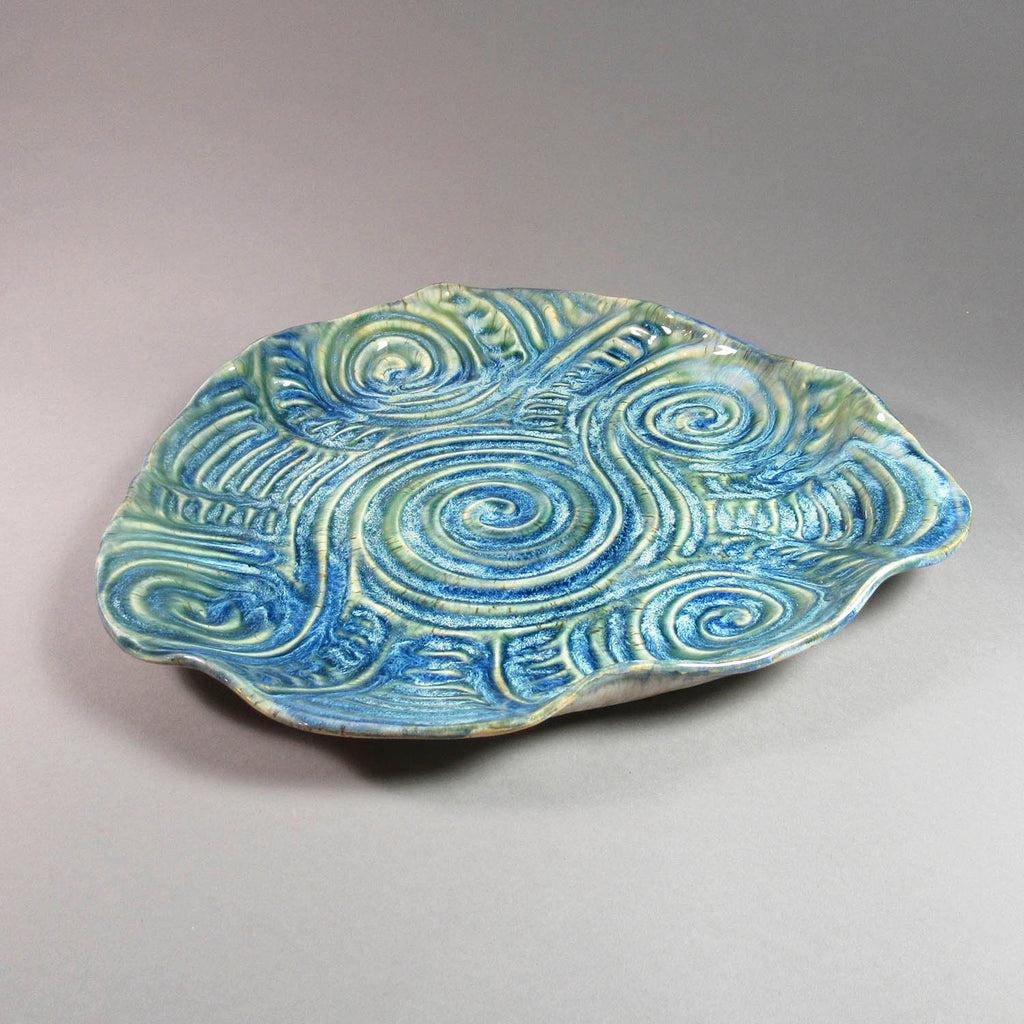 Karen Knight artwork 'Low Tide Series Platter, Blue and Green' at Gallery78 Fredericton, New Brunswick