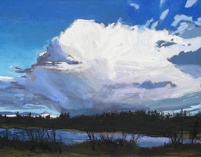 Jonathan MacDonald artwork 'Lamb's Head in the Clouds, Little Southwest Miramichi' at Gallery78 Fredericton, New Brunswick