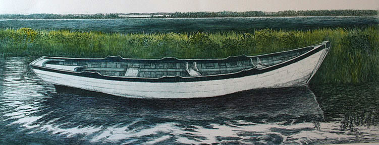 Vicki  MacLean artwork 'Waiting (boat)' at Gallery78 Fredericton, New Brunswick