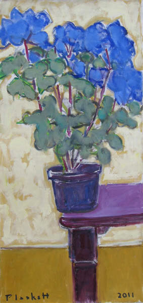 Joseph Plaskett, OC artwork 'Blue Hydrangea on Table's Edge' at Gallery78 Fredericton, New Brunswick