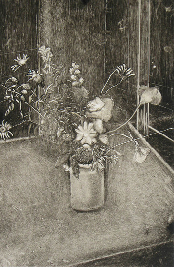 Francis Wishart artwork 'Flowers in Black and White' at Gallery78 Fredericton, New Brunswick