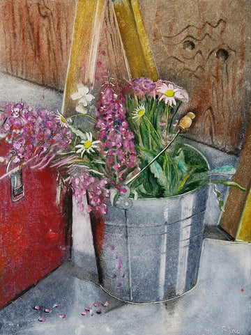 Francis Wishart artwork 'Flowers in Bucket' at Gallery78 Fredericton, New Brunswick