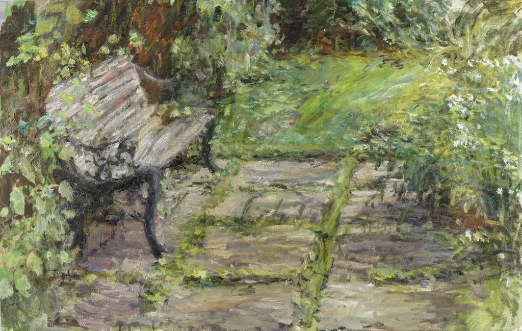 Stephen May artwork 'Bench and Phlox' at Gallery78 Fredericton, New Brunswick