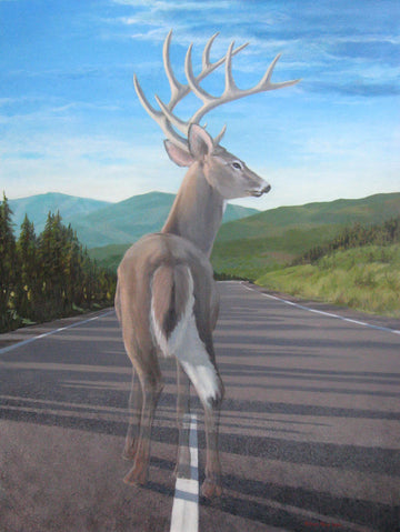 Victoria Moon Joyce artwork 'The Buck Stops Here' at Gallery78 Fredericton, New Brunswick