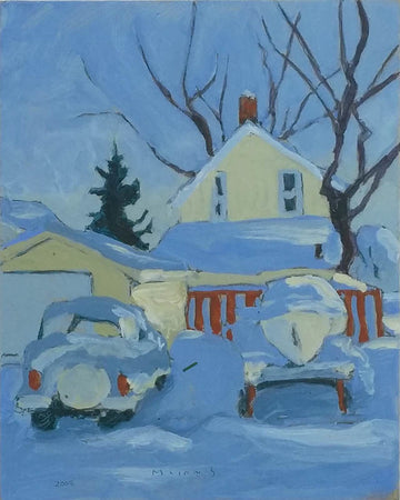 R.F.M. McInnis artwork 'Back Alley with Jeep and Boat' at Gallery78 Fredericton, New Brunswick