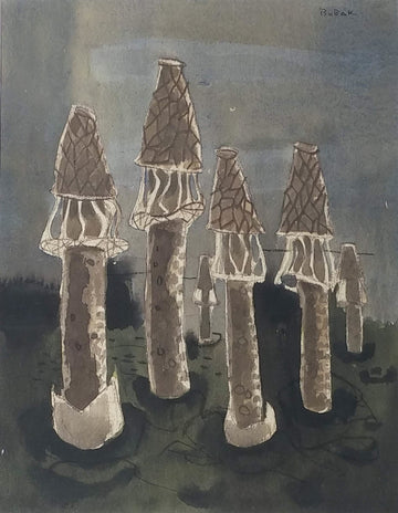 Bruno Bobak, OC, RCA artwork 'Untitled (Morel Mushrooms)' at Gallery78 Fredericton, New Brunswick